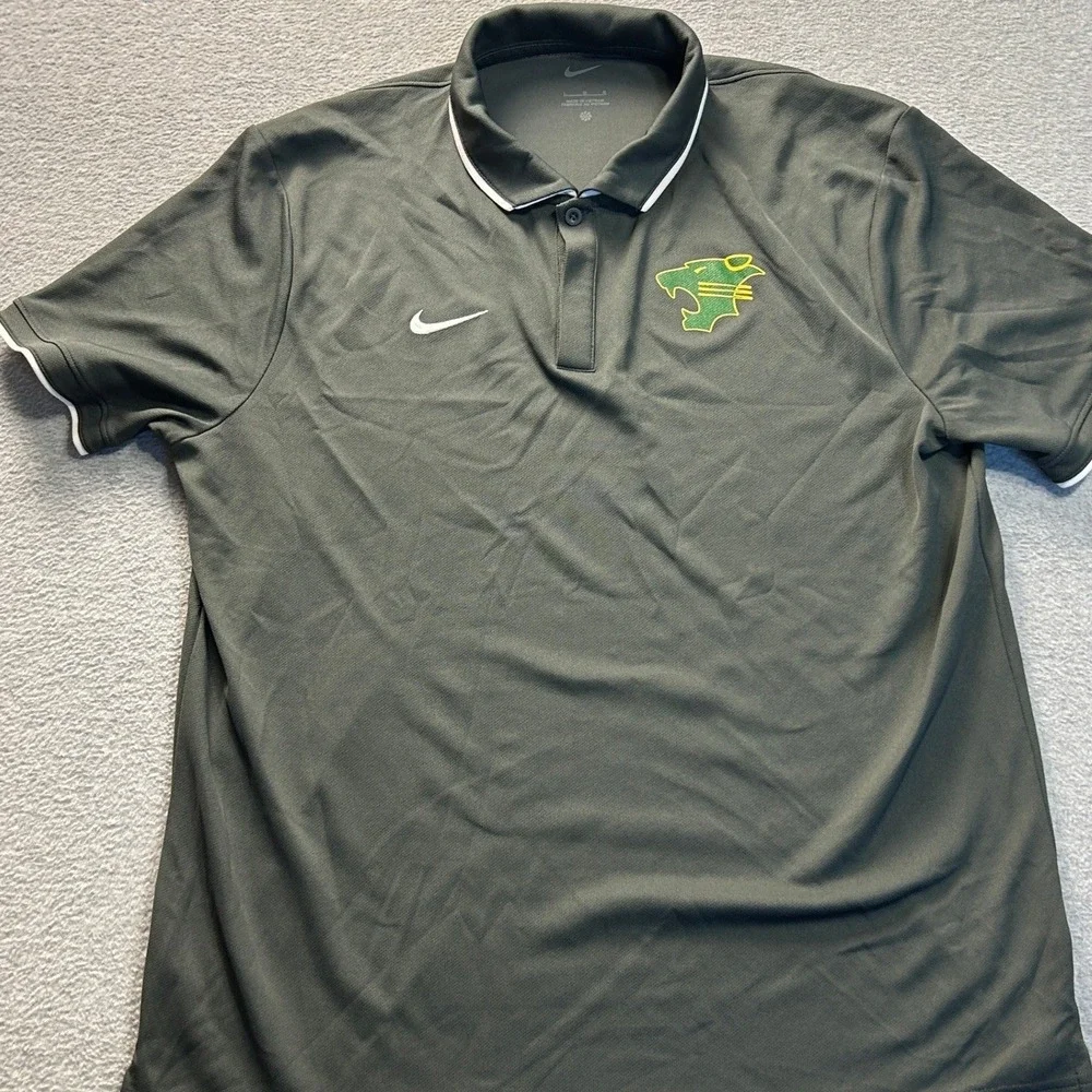 Nike Dri-FIT Oregon Ducks Golf Shirt Mens Large Gray Performance Polo NCAA
